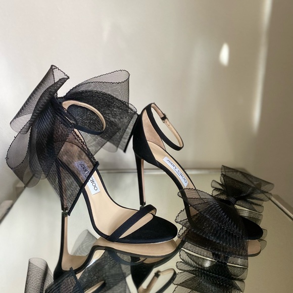 New Jimmy Choo Aveline 100 Mesh Fascinator Bows 38.5 $1,175 - Picture 10 of 16